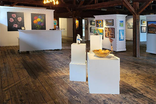 The gallery at Mooresville Arts historic Depot
