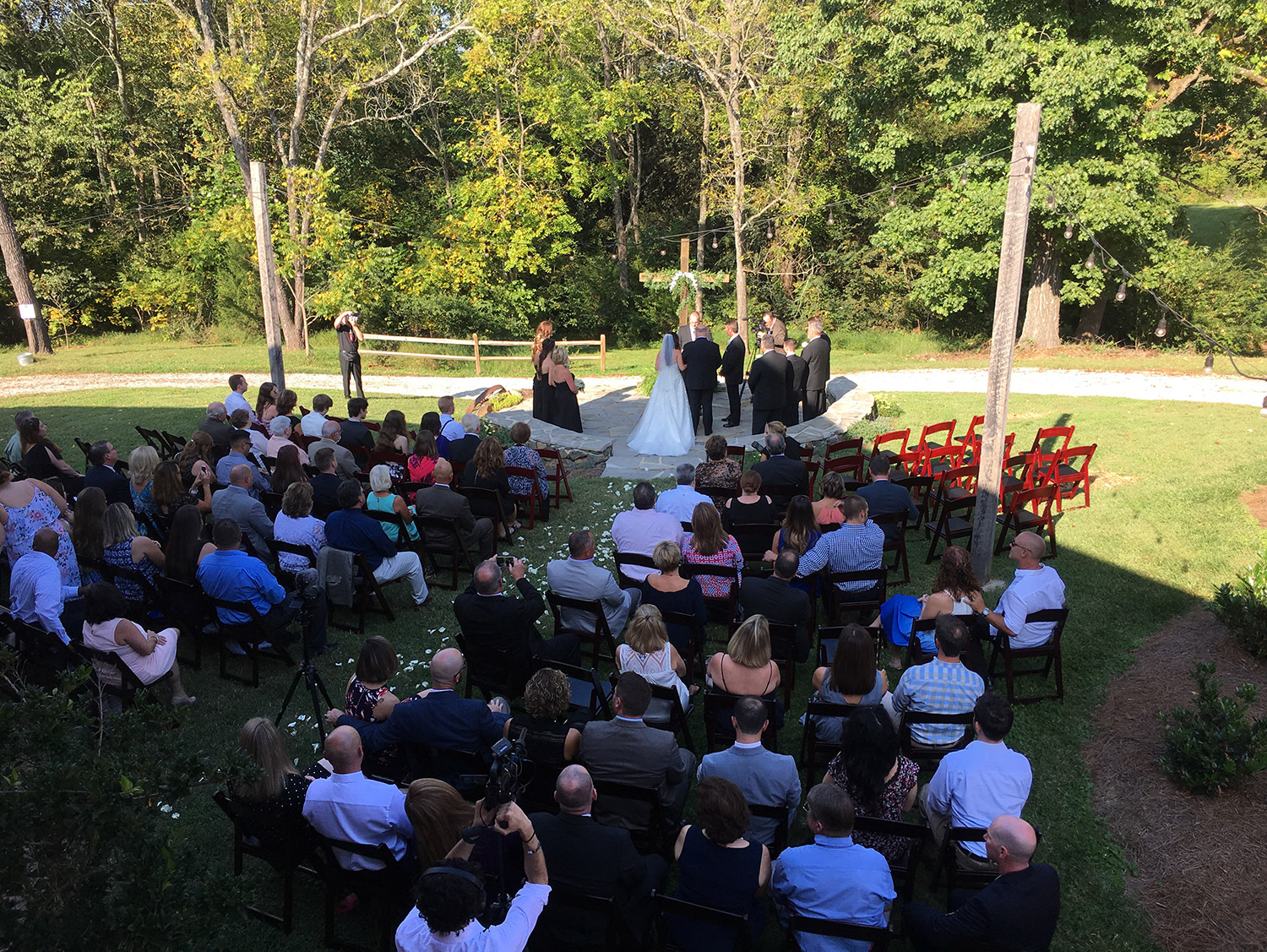 Waterfall wedding at the Quarry at Carrigan Farms